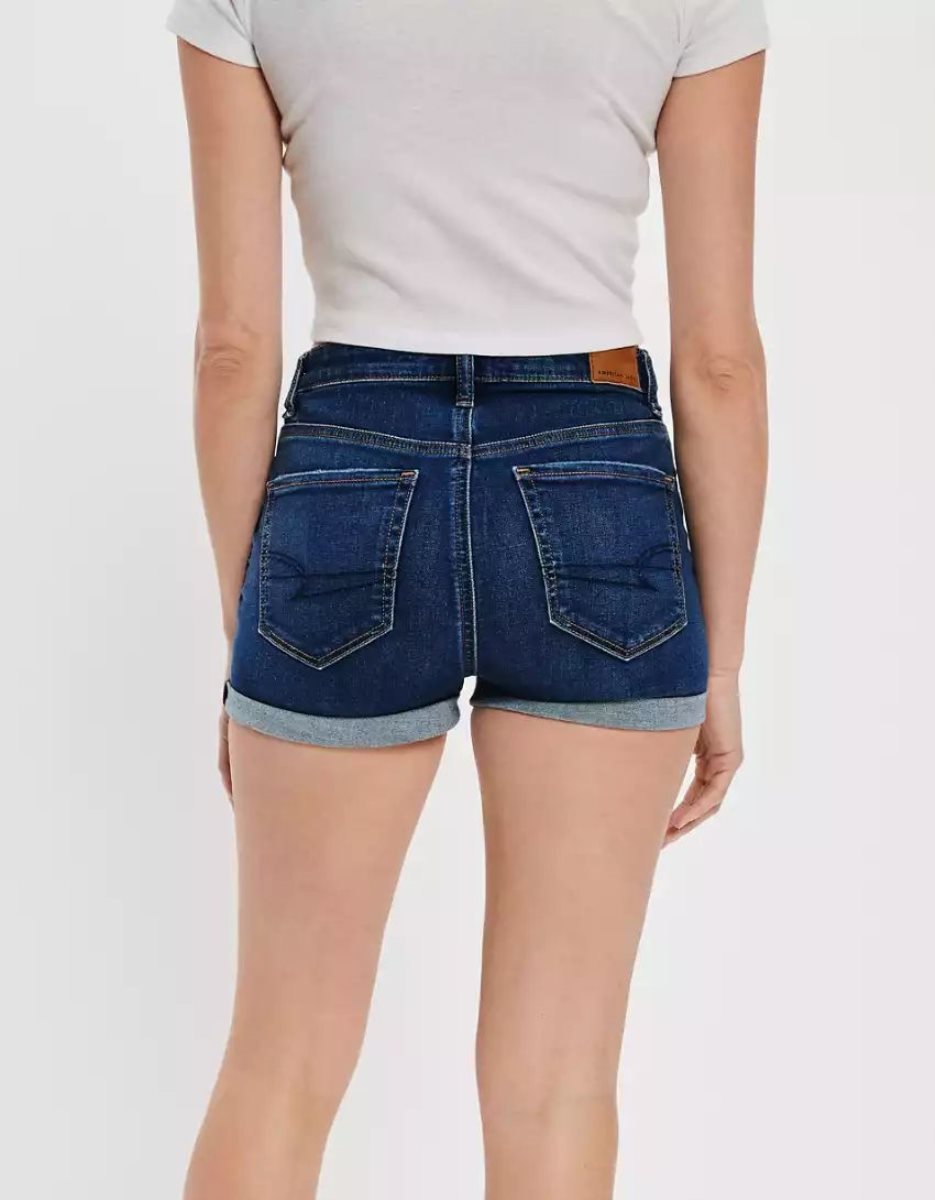 Shorts American Eagle AE Ne(x)t Level Super High-Waisted Denim Indigo Lavage Femme | TWJ-81673127